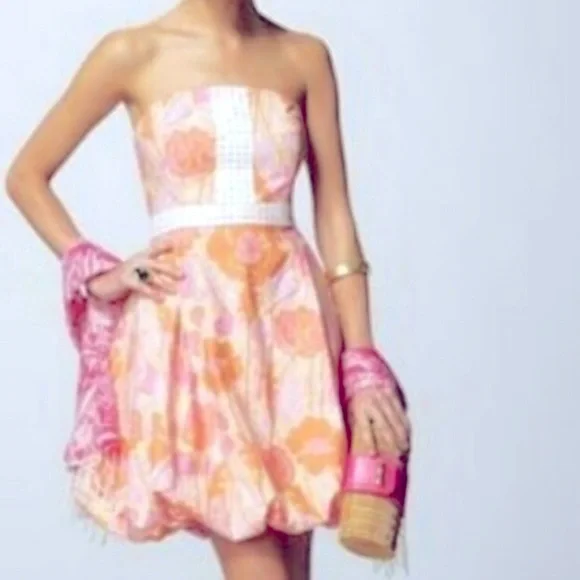 Lilly Pulitzer NWT #84466 Colorful Floral Strapless Regency Bubble Dress Size 6